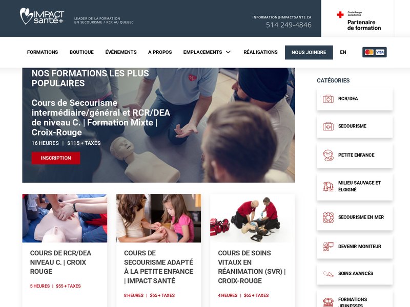 Page d'accueil du site web de Impact Santé