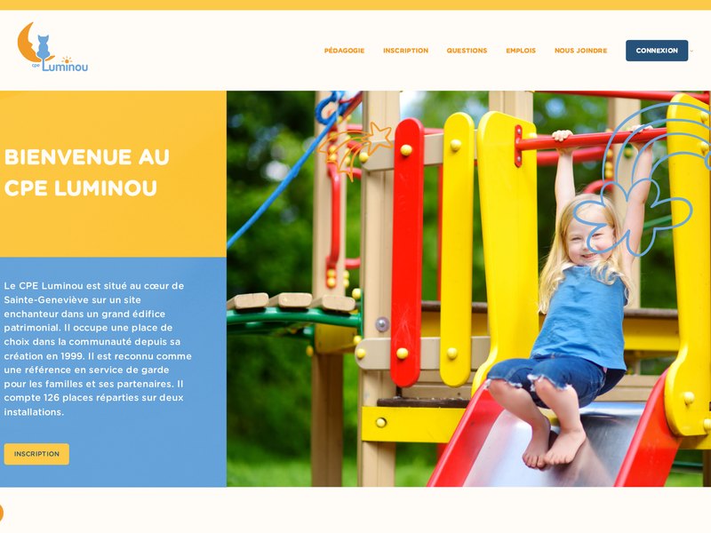 Page d'accueil du site web du CPE Luminou