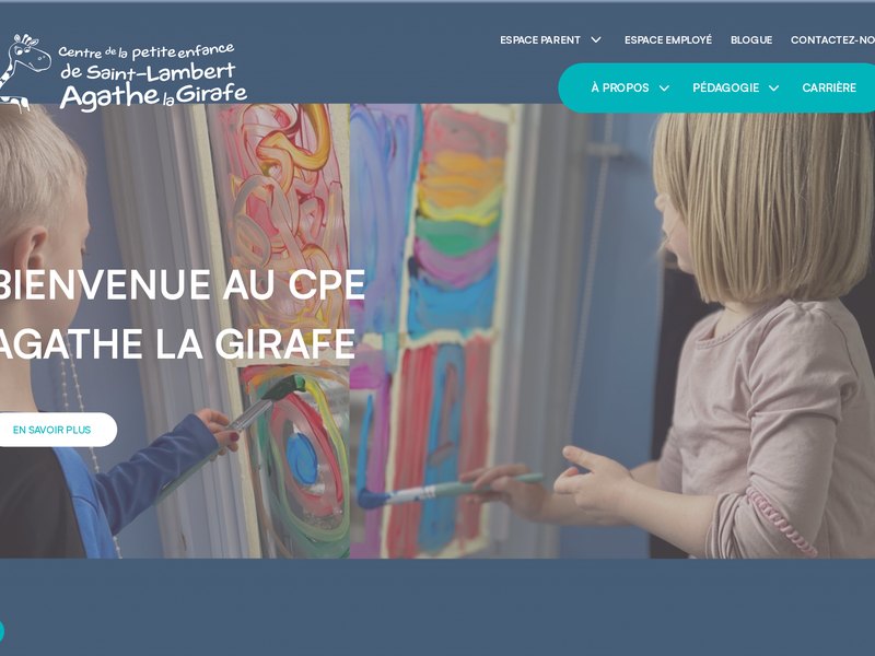 Page d'accueil du site web du CPE de Saint-Lambert Agathe la Girafe