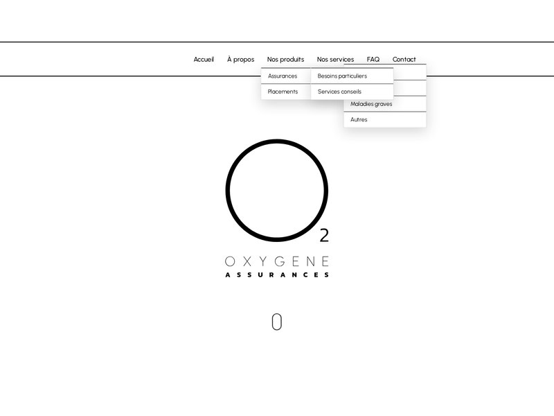 Page d'accueil du site web de Oxygène Assurances